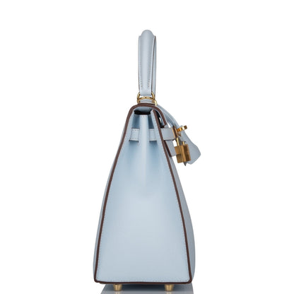 Hermes Kelly 25 Sellier Bleu Brume Epsom Gold Hardware