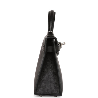 Hermes Kelly 20 Sellier Black Epsom Palladium Hardware