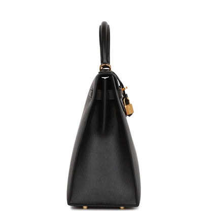 Hermes Kelly 32 Sellier Black Epsom Gold Hardware