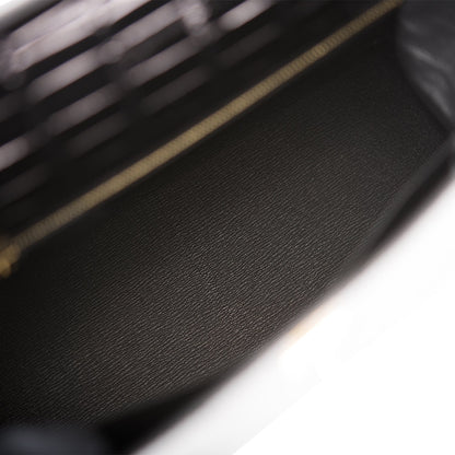 Hermes Kelly 25 Sellier Black Shiny Alligator Gold Hardware
