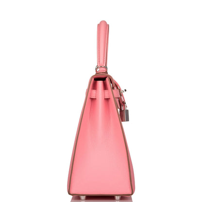 Hermes Kelly 25 Sellier Rose Confetti Epsom Palladium Hardware