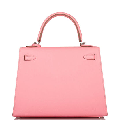 Hermes Kelly 25 Sellier Rose Confetti Epsom Palladium Hardware