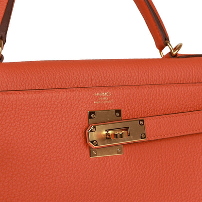 Hermes Kelly 28 Retourne Orange Togo Gold Hardware