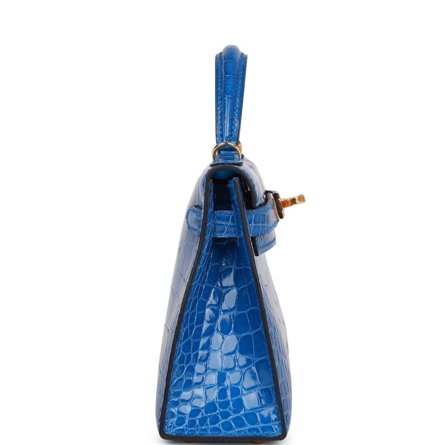 Hermes Kelly 20 Sellier Bleu Zellige Shiny Alligator Gold Hardware