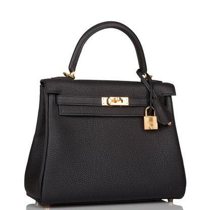 Hermes Kelly 25 Retourne Black Togo Gold Hardware