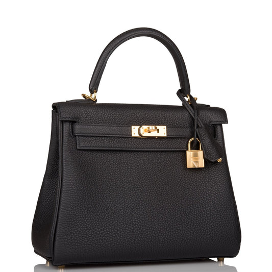 Hermes Kelly 25 Retourne Black Togo Gold Hardware