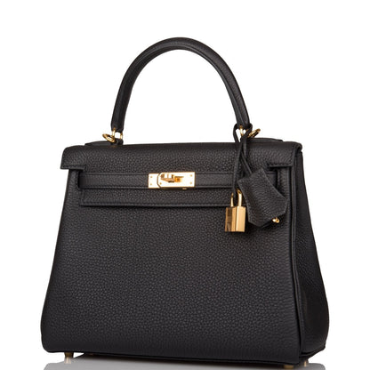 Hermes Kelly 25 Retourne Black Togo Gold Hardware