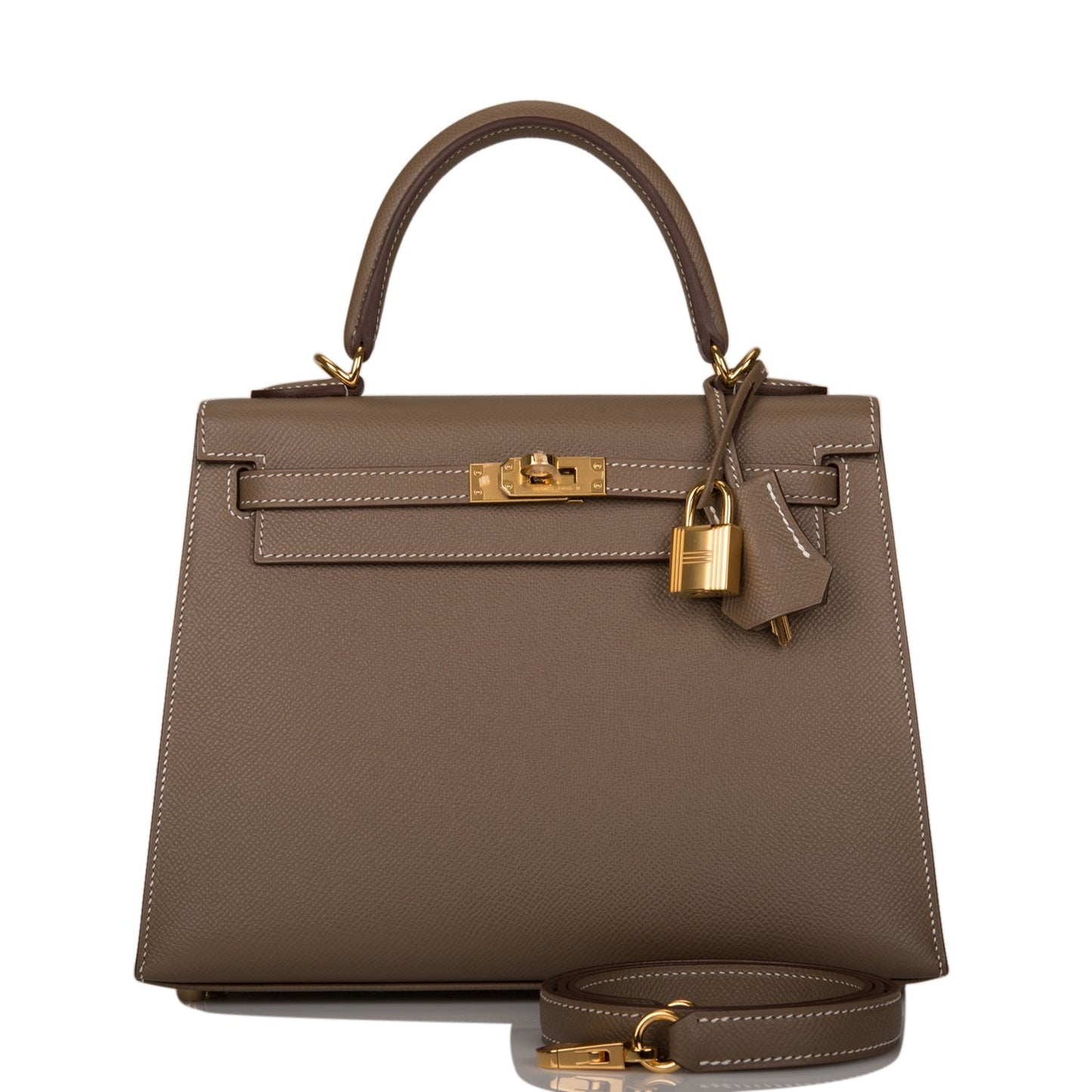 Hermes Kelly 25 Sellier Etoupe Epsom Gold Hardware