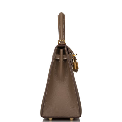 Hermes Kelly 25 Sellier Etoupe Epsom Gold Hardware