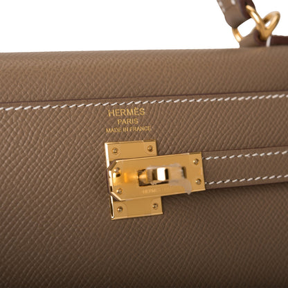 Hermes Kelly 25 Sellier Etoupe Epsom Gold Hardware