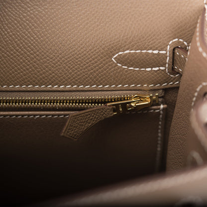 Hermes Kelly 25 Sellier Etoupe Epsom Gold Hardware