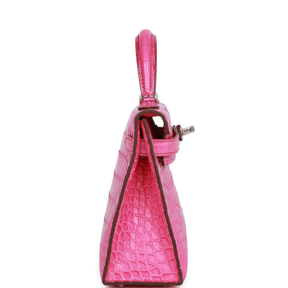 Hermes Kelly 20 Sellier Rose Shocking Matte Alligator Palladium Hardware