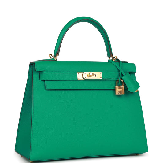 Hermes Kelly 28 Sellier Vert Jade Epsom Gold Hardware