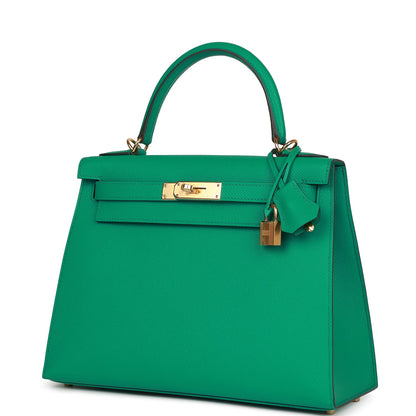 Hermes Kelly 28 Sellier Vert Jade Epsom Gold Hardware