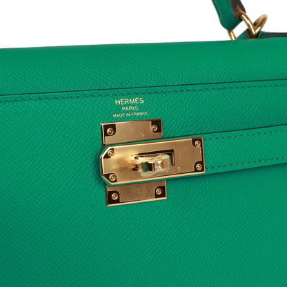 Hermes Kelly 28 Sellier Vert Jade Epsom Gold Hardware