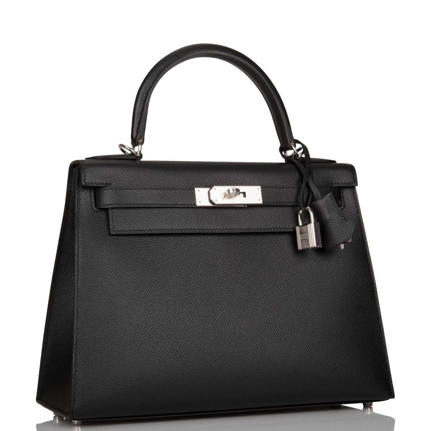 Hermes Kelly 28 Sellier Black Epsom Palladium Hardware