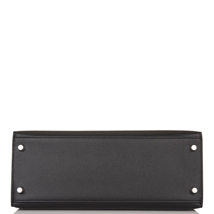 Hermes Kelly 28 Sellier Black Epsom Palladium Hardware