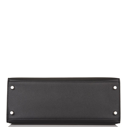 Hermes Kelly 28 Sellier Black Epsom Palladium Hardware