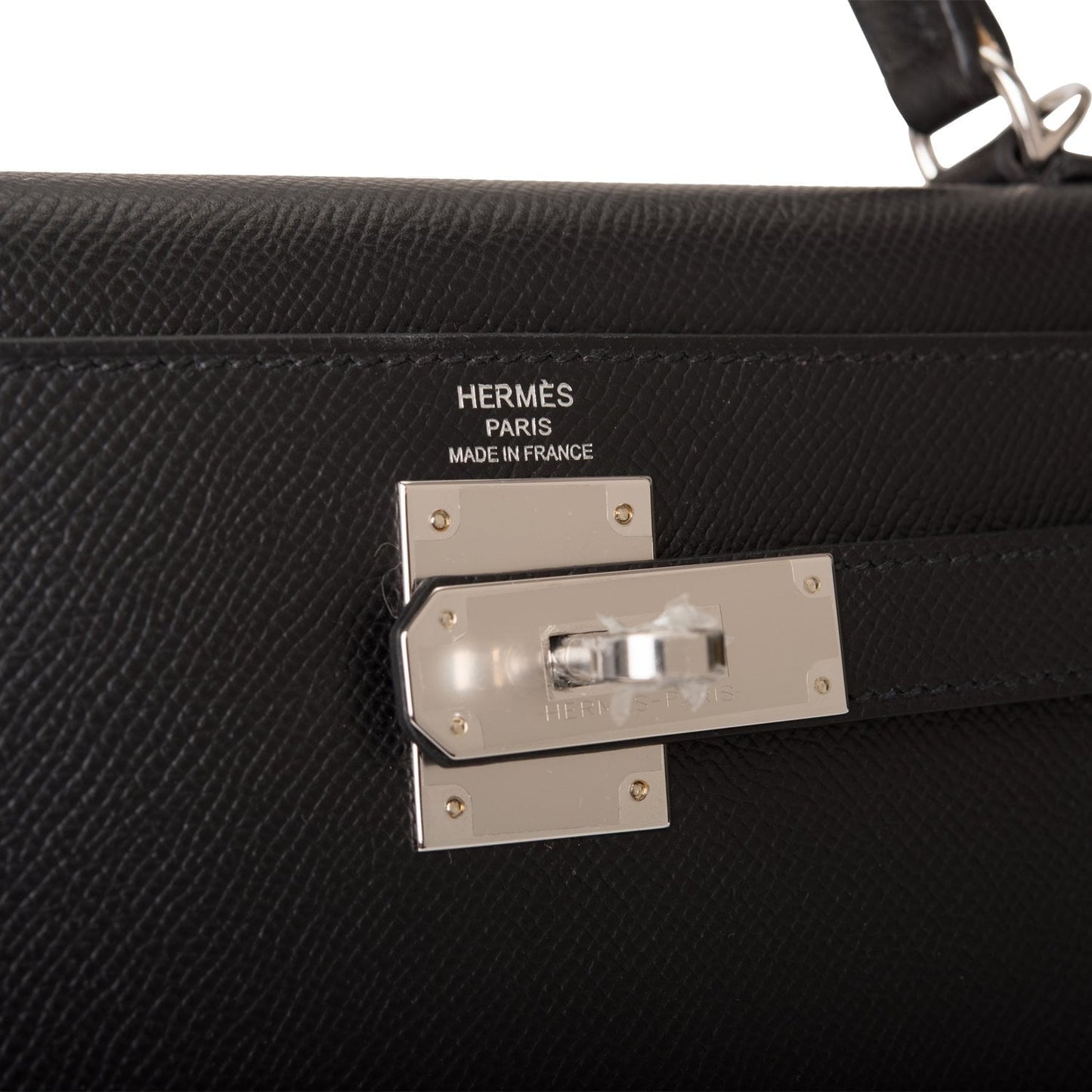 Hermes Kelly 28 Sellier Black Epsom Palladium Hardware