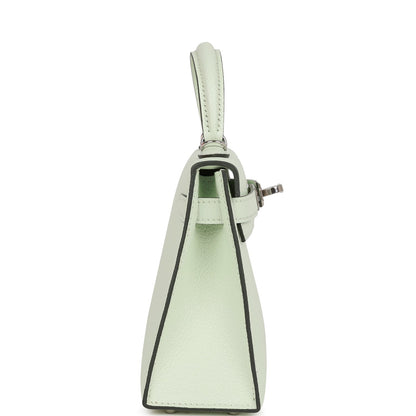 Hermes Kelly 20 Sellier Vert Fizz Chevre Palladium Hardware