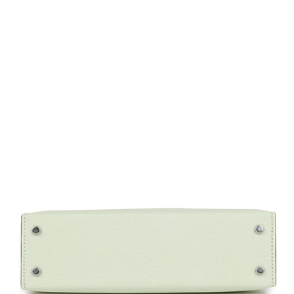 Hermes Kelly 20 Sellier Vert Fizz Chevre Palladium Hardware