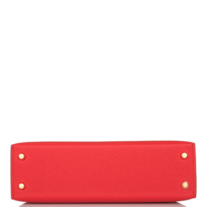 Hermes Kelly 20 Sellier Rouge de Coeur Epsom Gold Hardware