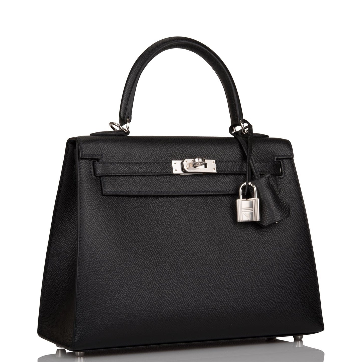 Hermes Kelly 25 Sellier Black Epsom Palladium Hardware