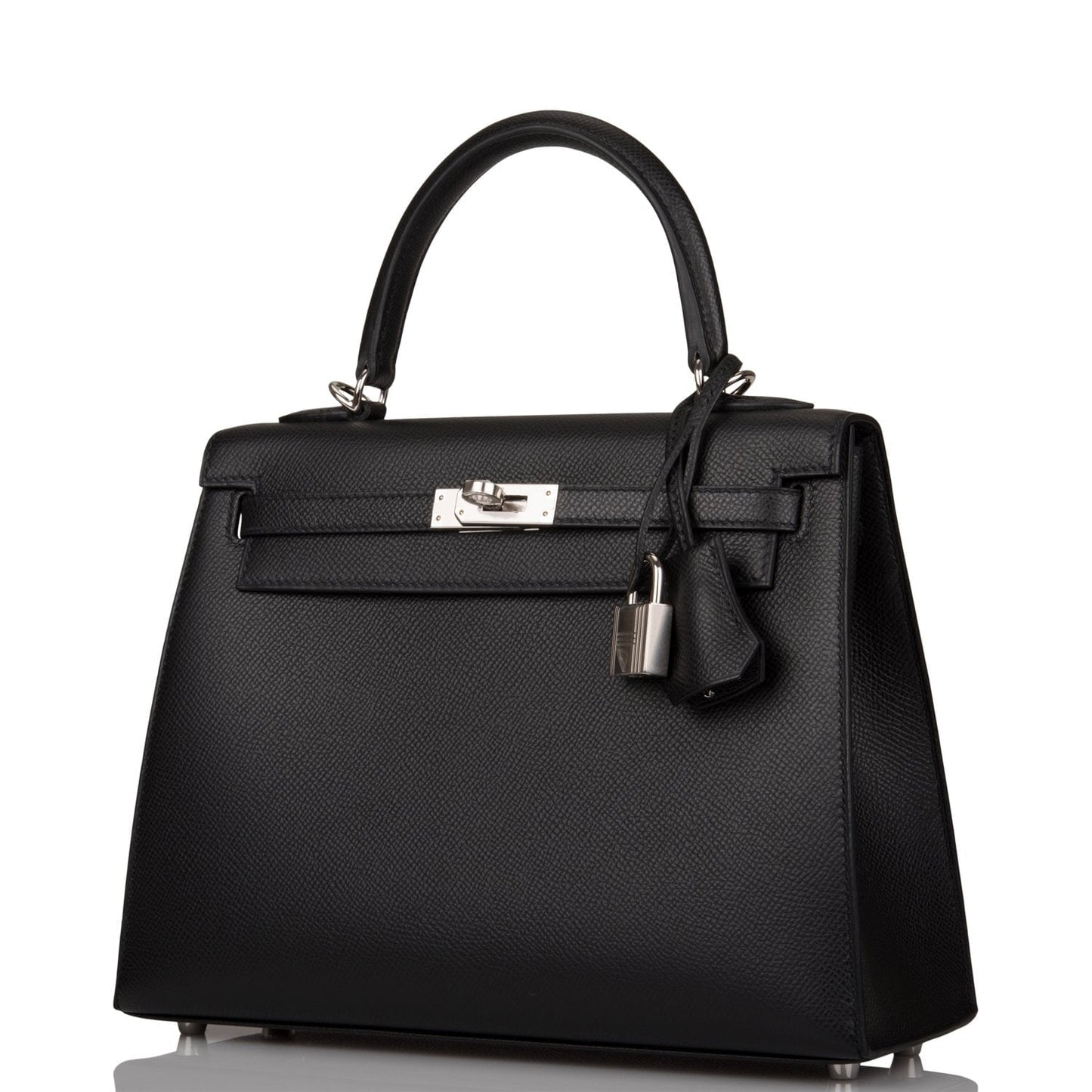Hermes Kelly 25 Sellier Black Epsom Palladium Hardware