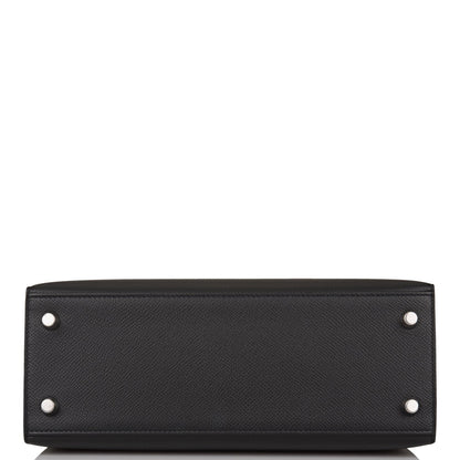 Hermes Kelly 25 Sellier Black Epsom Palladium Hardware
