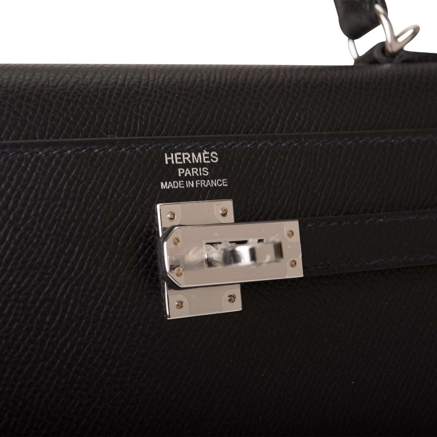 Hermes Kelly 25 Sellier Black Epsom Palladium Hardware