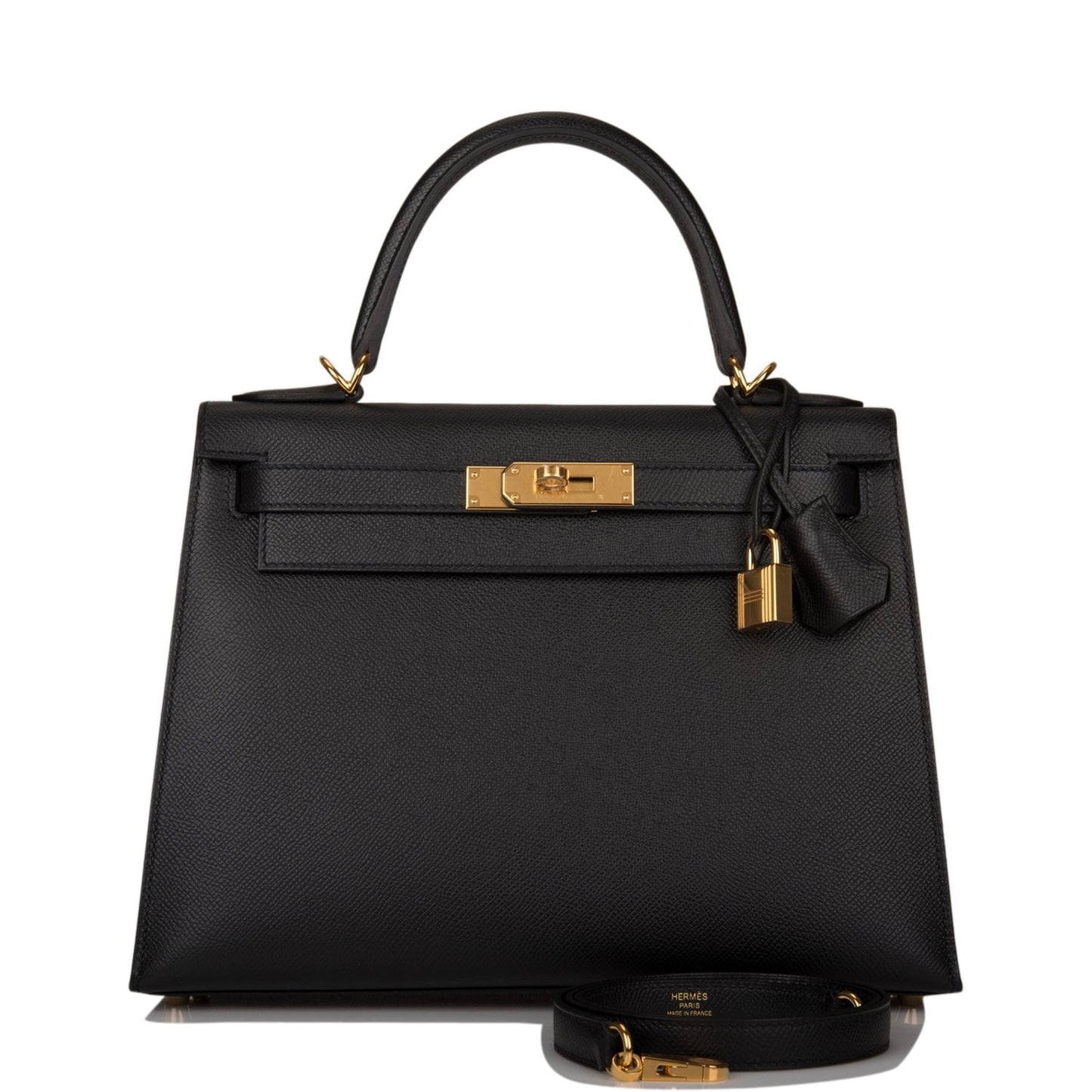 Hermes Kelly 28 Sellier Black Epsom Gold Hardware