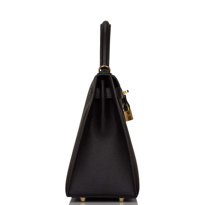 Hermes Kelly 28 Sellier Black Epsom Gold Hardware
