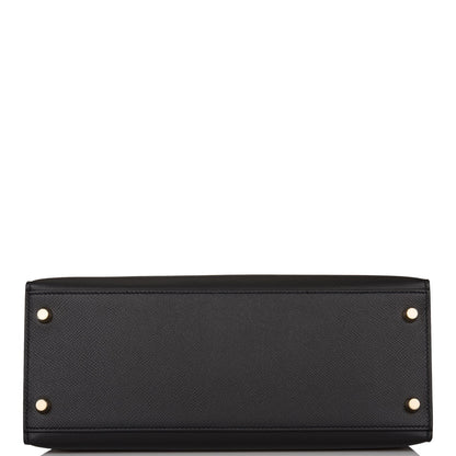 Hermes Kelly 28 Sellier Black Epsom Gold Hardware