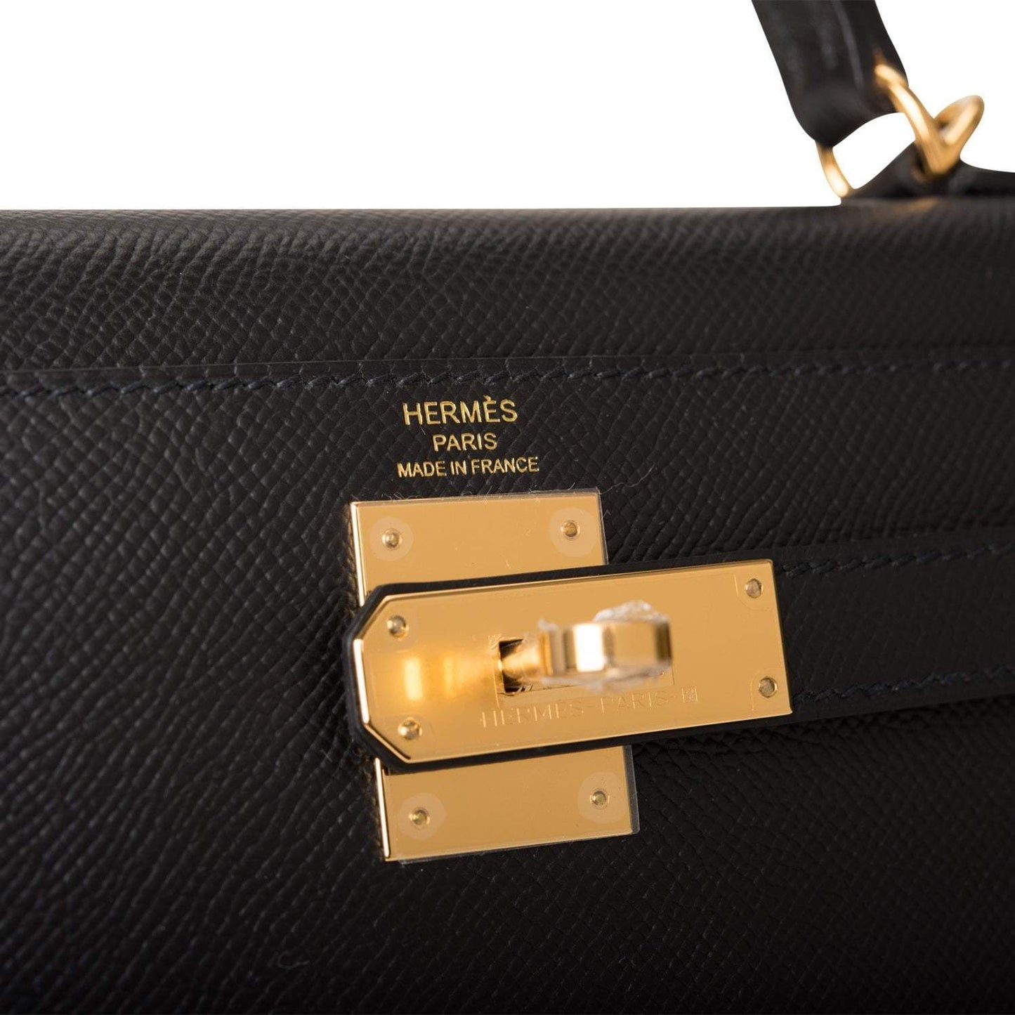 Hermes Kelly 28 Sellier Black Epsom Gold Hardware