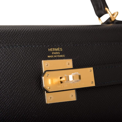 Hermes Kelly 28 Sellier Black Epsom Gold Hardware