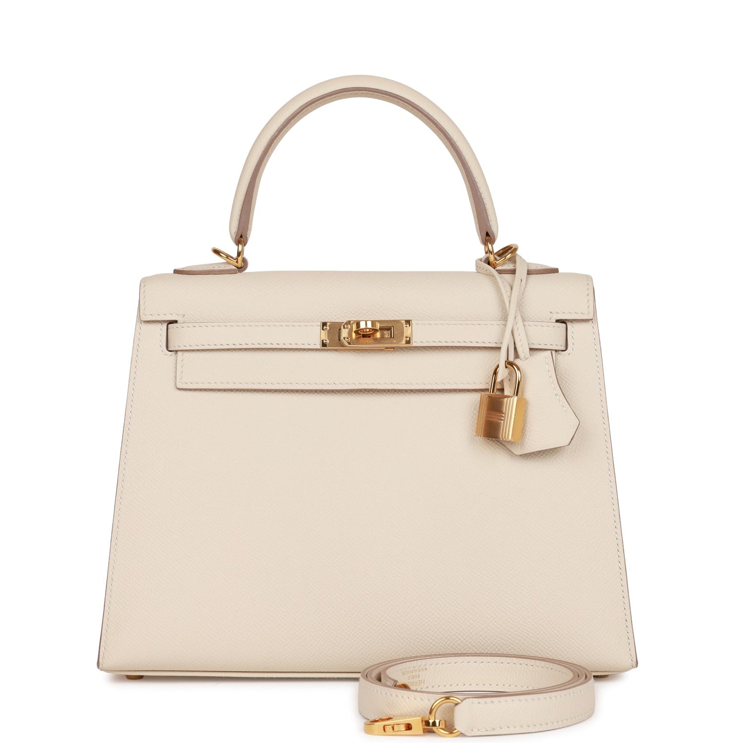 Hermes Kelly 25 Sellier Craie Epsom Gold Hardware