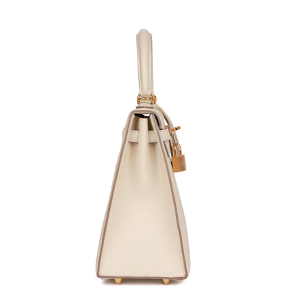 Hermes Kelly 25 Sellier Craie Epsom Gold Hardware