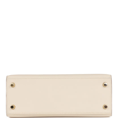 Hermes Kelly 25 Sellier Craie Epsom Gold Hardware