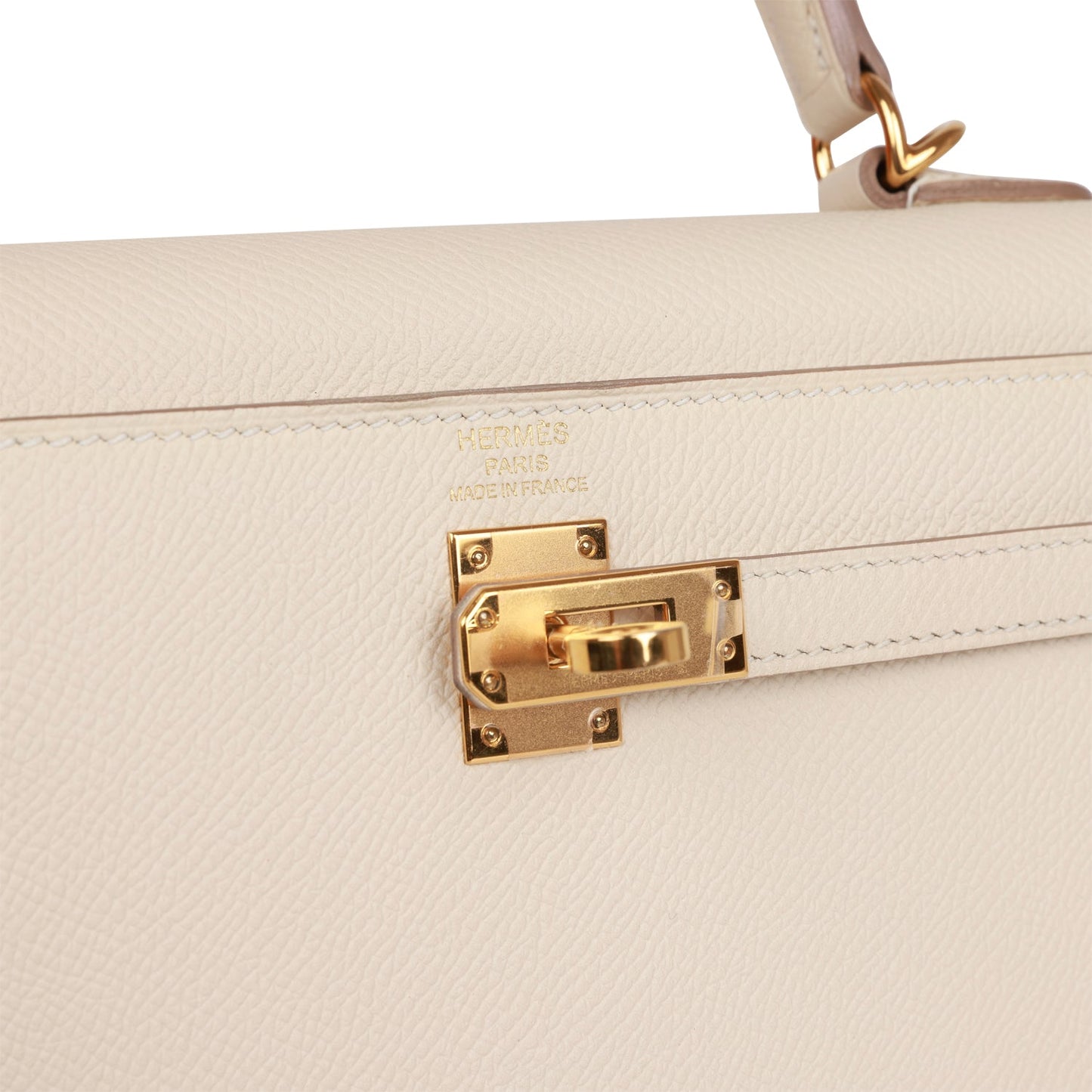 Hermes Kelly 25 Sellier Craie Epsom Gold Hardware