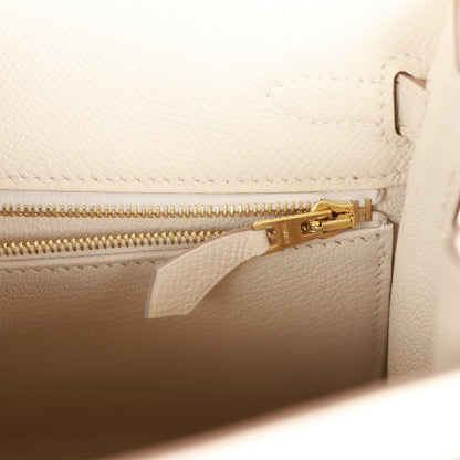 Hermes Kelly 25 Sellier Craie Epsom Gold Hardware