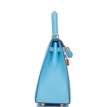 Hermes Kelly 25 Sellier Bleu du Nord Epsom Gold Hardware
