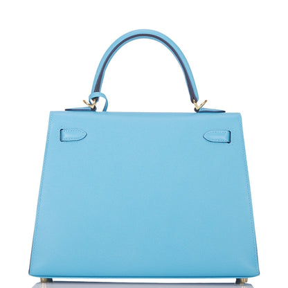 Hermes Kelly 25 Sellier Bleu du Nord Epsom Gold Hardware