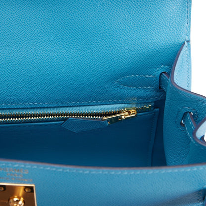 Hermes Kelly 25 Sellier Bleu du Nord Epsom Gold Hardware