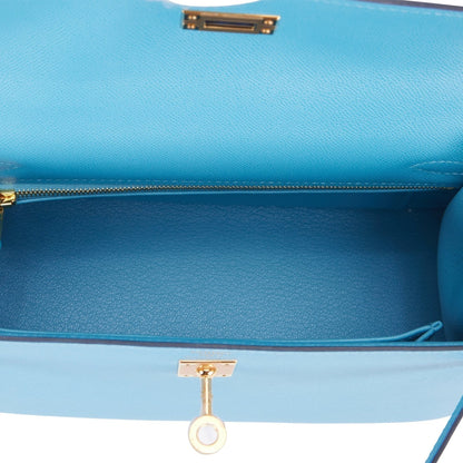 Hermes Kelly 25 Sellier Bleu du Nord Epsom Gold Hardware