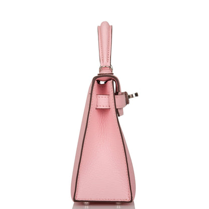 Hermes Kelly 20 Sellier Rose Sakura Chevre Palladium Hardware