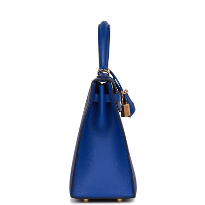 Hermes Kelly 25 Sellier Bleu Royal Epsom Gold Hardware
