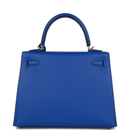 Hermes Kelly 25 Sellier Bleu Royal Epsom Gold Hardware