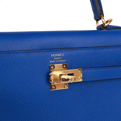 Hermes Kelly 25 Sellier Bleu Royal Epsom Gold Hardware