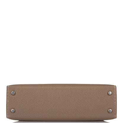 Hermes Kelly 20 Sellier Etoupe Epsom Palladium Hardware