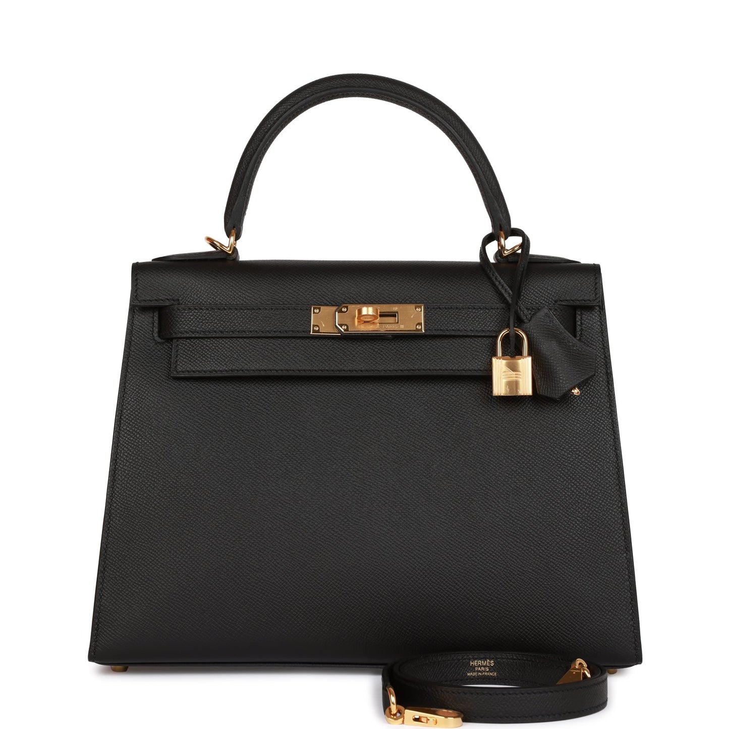 Hermes Kelly 28 Sellier Black Epsom Gold Hardware